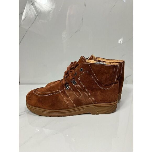 VINTAGE 50/60’s RARE J. S. RAUB Suede Sherpa lined shoes boots - Picture 1 of 8
